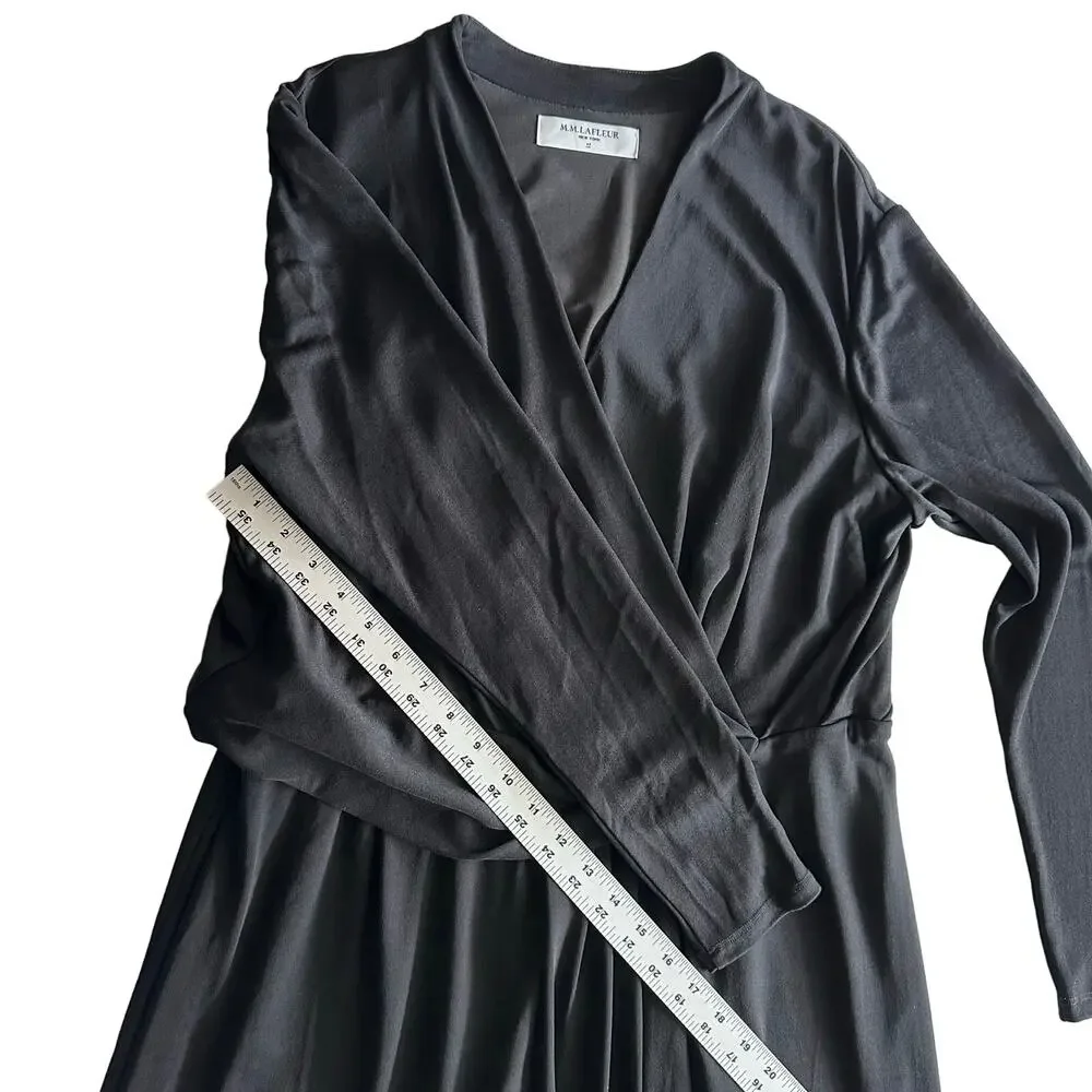 M M Lafleur Casey‎ Faux Wrap Draped 3/4 Sleeve Career Black Dress Plus Size +1